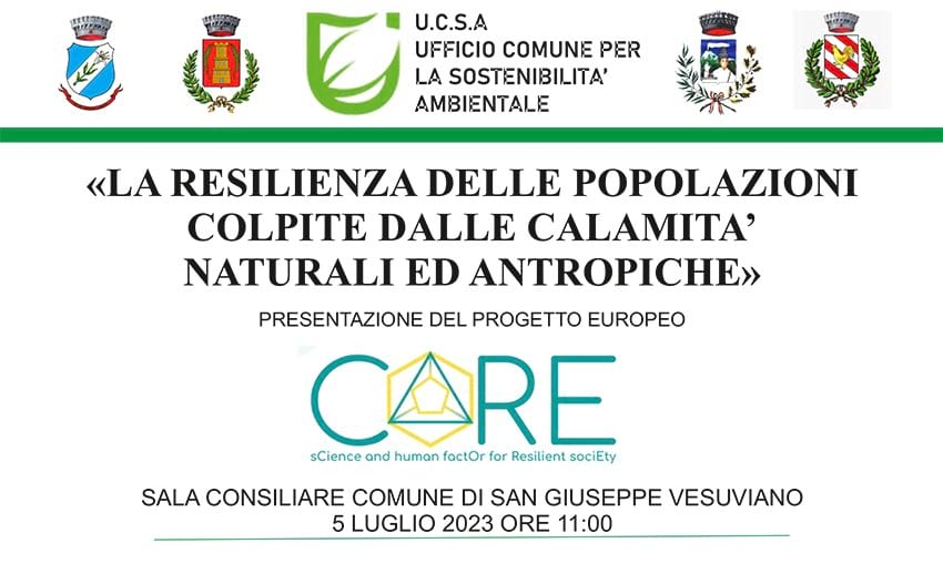 San Giuseppe Vesuviano. Il 5 luglio nella Sala Consiliare la presentazione  del Progetto UE "CORE” - Reportmagazine